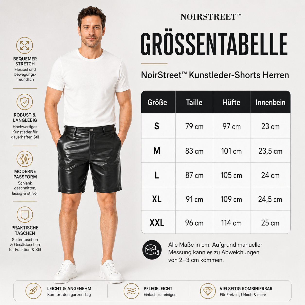 NoirStreet™ Kunstleren Shorts