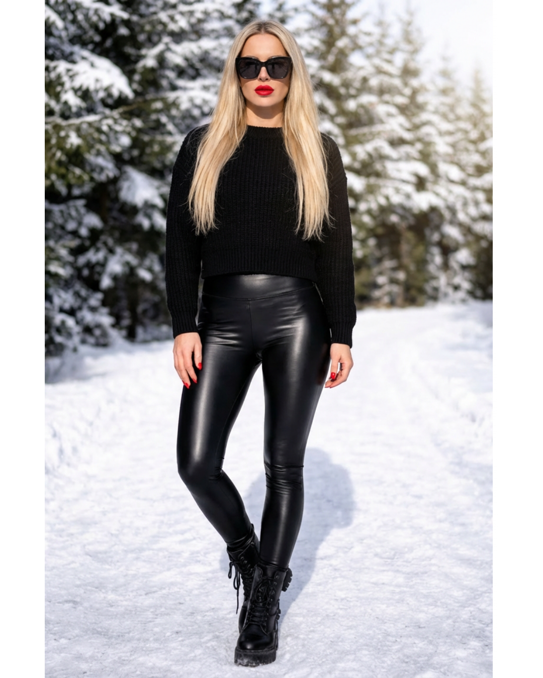 GlamShape™ gefütterte Kunstlederleggings