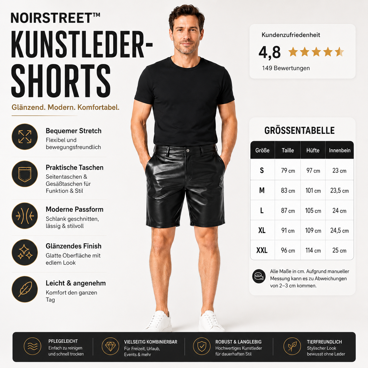 Pantalones cortos de piel sintética NoirStreet™