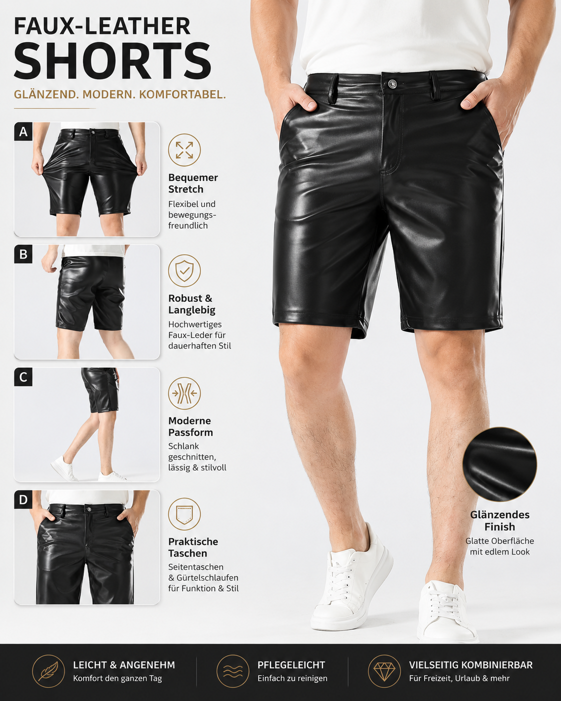 NoirStreet™ Kunstleder Shorts