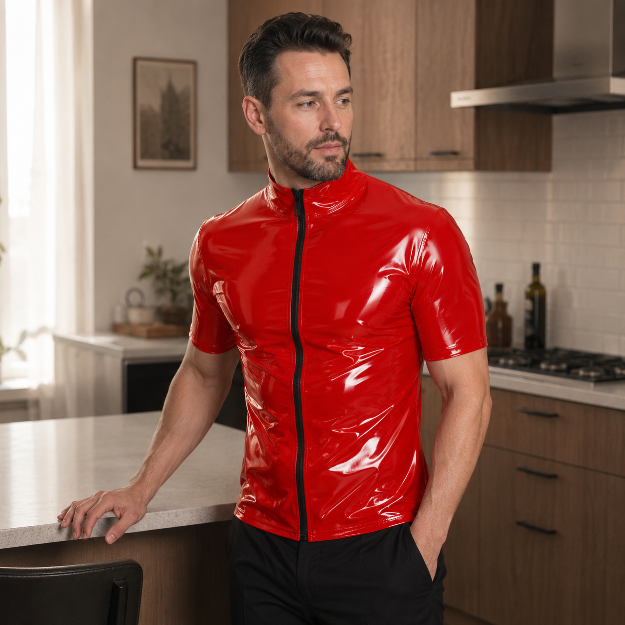 NoirVibe™ Wetlook Jacke