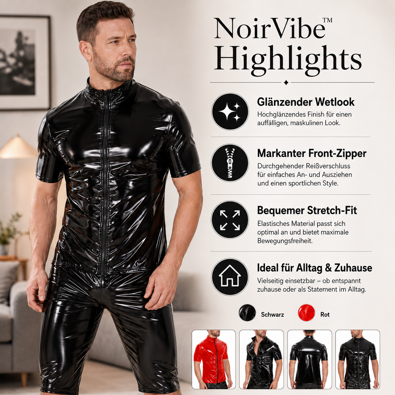 NoirVibe™ Wetlook Jacke