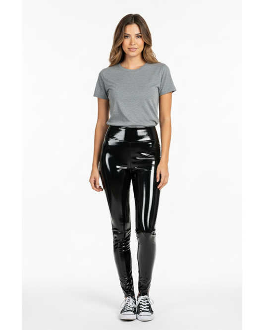 ShinyGlow™ High Waist Kunstlederleggings – sexy und edel, perfekt für Abend und Alltag